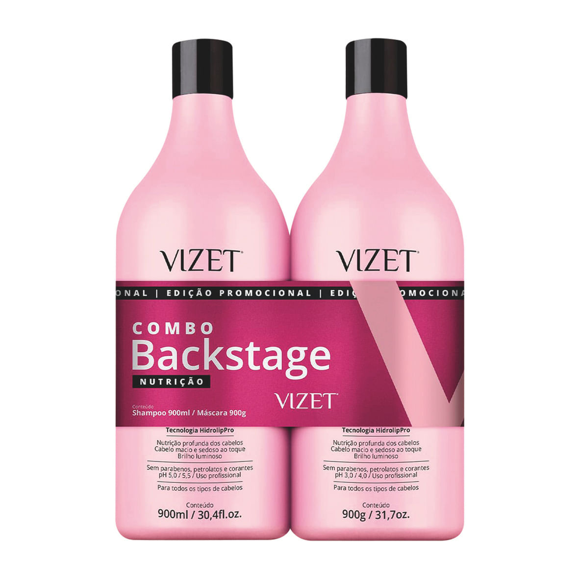 Shampoo 900ml + Mascara Backstage Nutricao Vizet 900ml