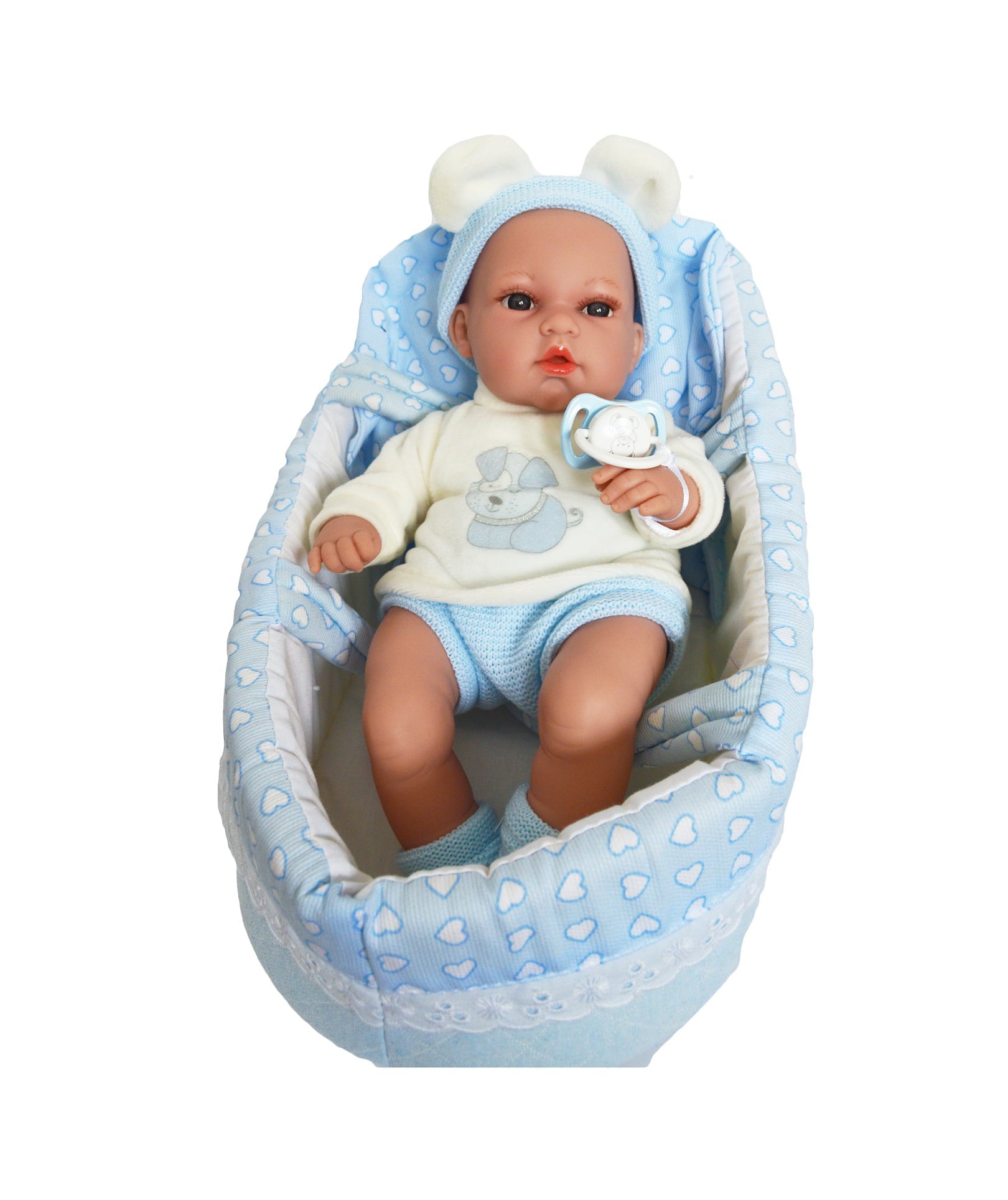 Ann Lauren Dolls 13 inch Bassinet Baby Doll- Blue