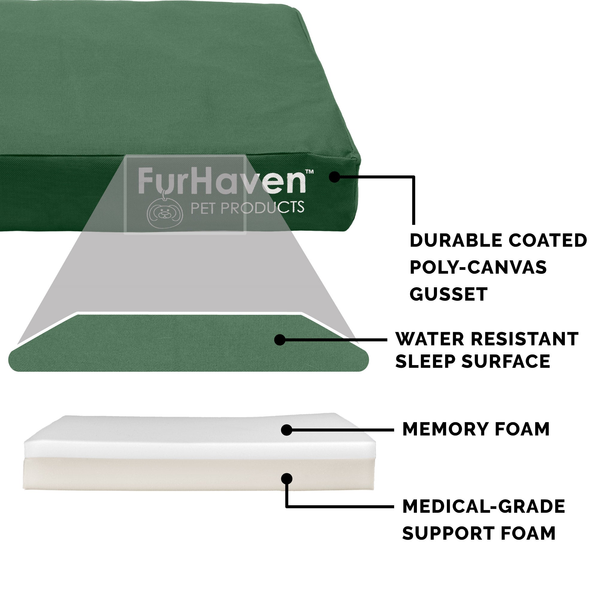 FurHaven Pet Products | Deluxe Memory Foam Oxford Indoor/Outdoor Water-Resistant Bed for Dogs and Cats， Forest， Jumbo