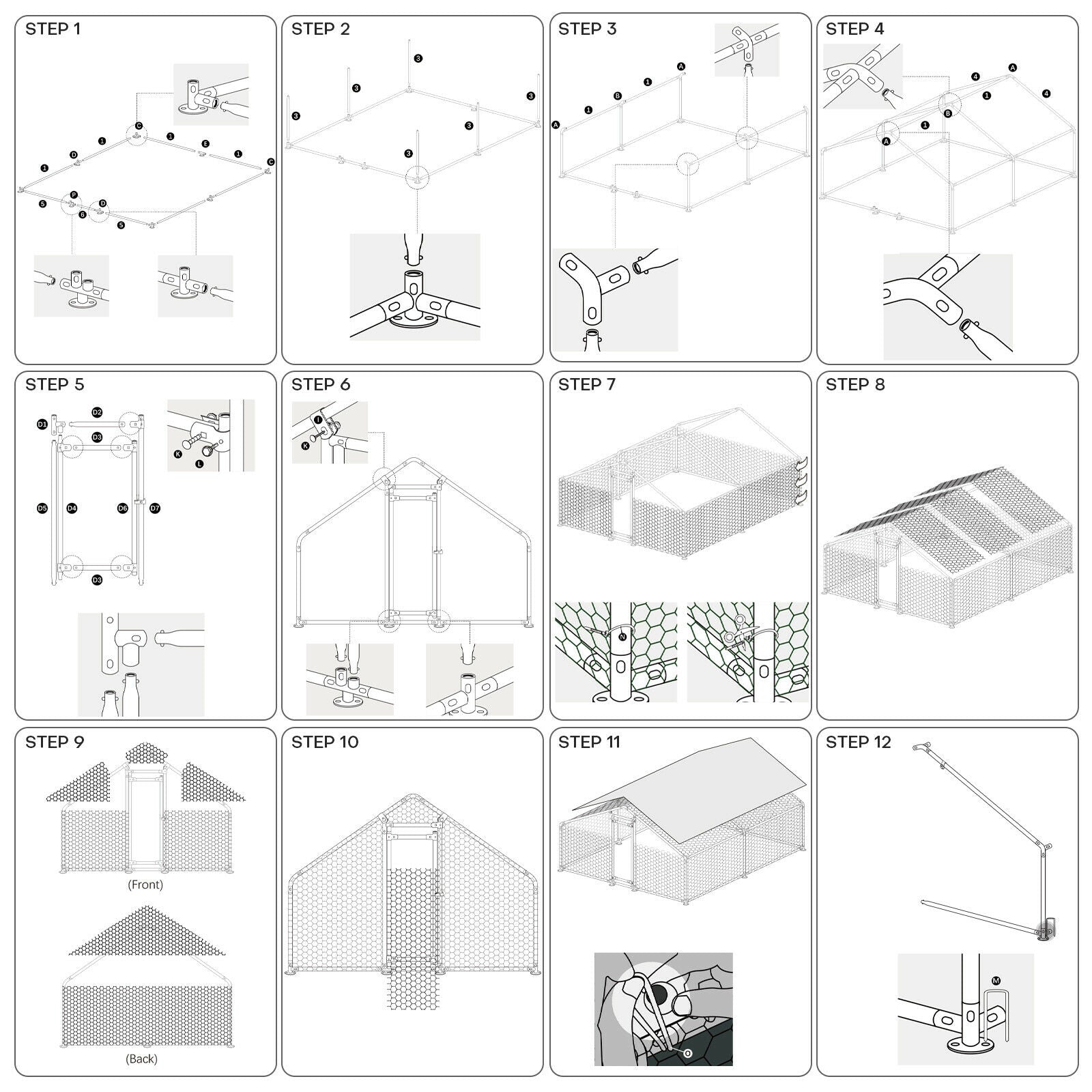 Large Walk in Chicken Run Coop Hen House Enclosure Backyard Poultry Cage Cover 10' x 10'