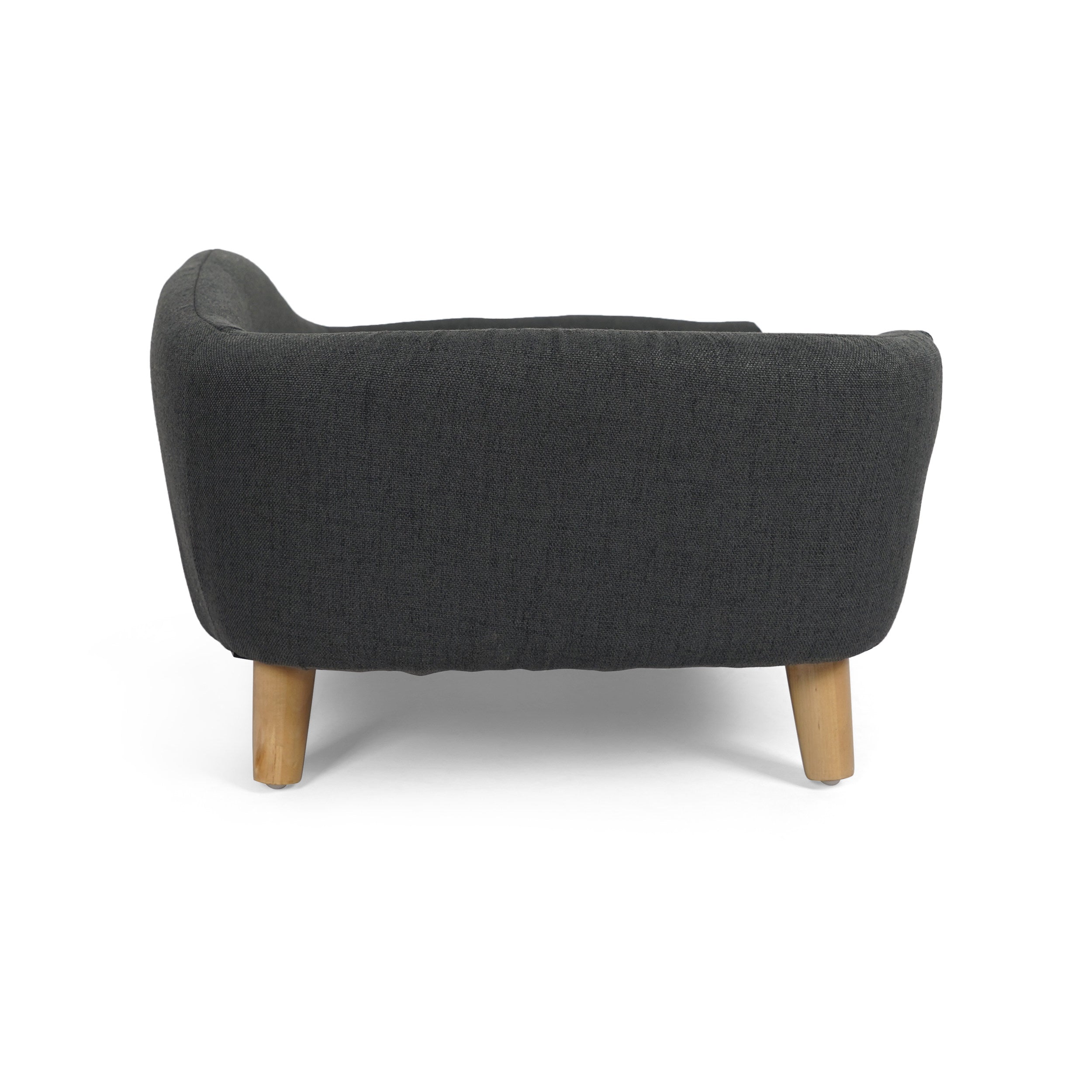 GDF Studio Samuel Mid Century Small Plush Dog Bed， Dark Gray and Natural Finish