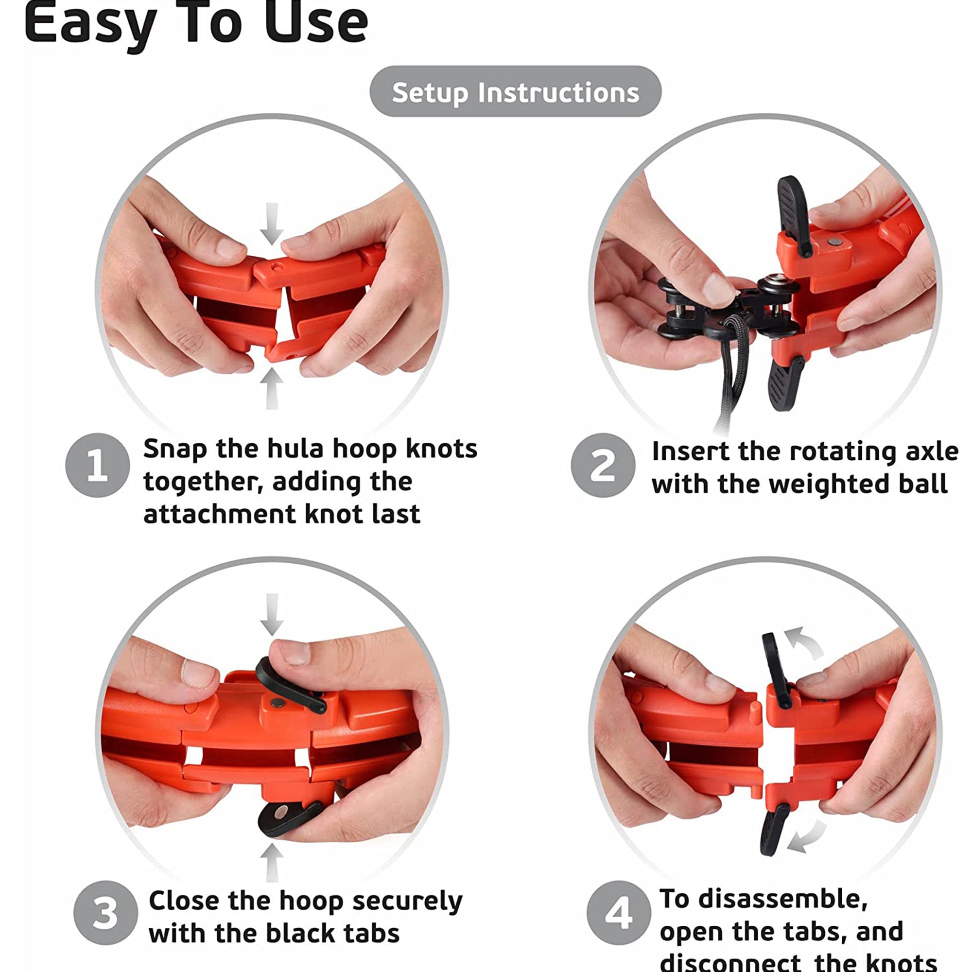 Teal Elite Smart Weighted Hula Hoop for Adults Fully Adjustable Infinity Hoop， Red