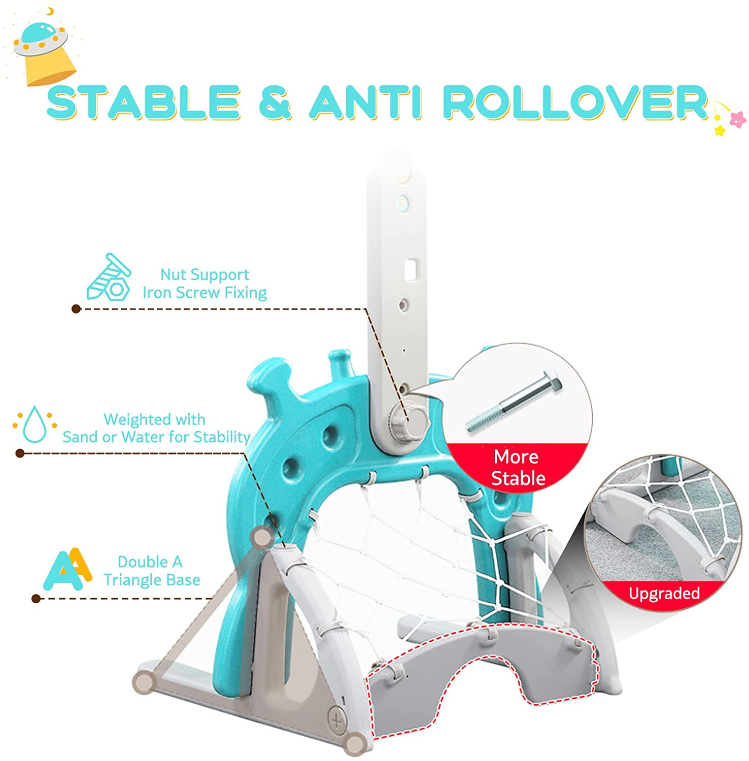 Ealing 4-in-1 Toddler Basketball Hoop Indoor and Outdoor Sports Activity Center for Basketball Hoop Football/Soccer Goal Golf Game Ring Toss Play Set Best Gift for Toddlers and Kids