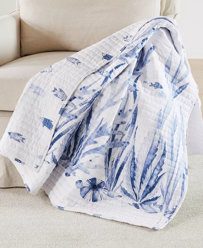 Levtex Home Indigo Tide Quilted Reversible Throw， 50