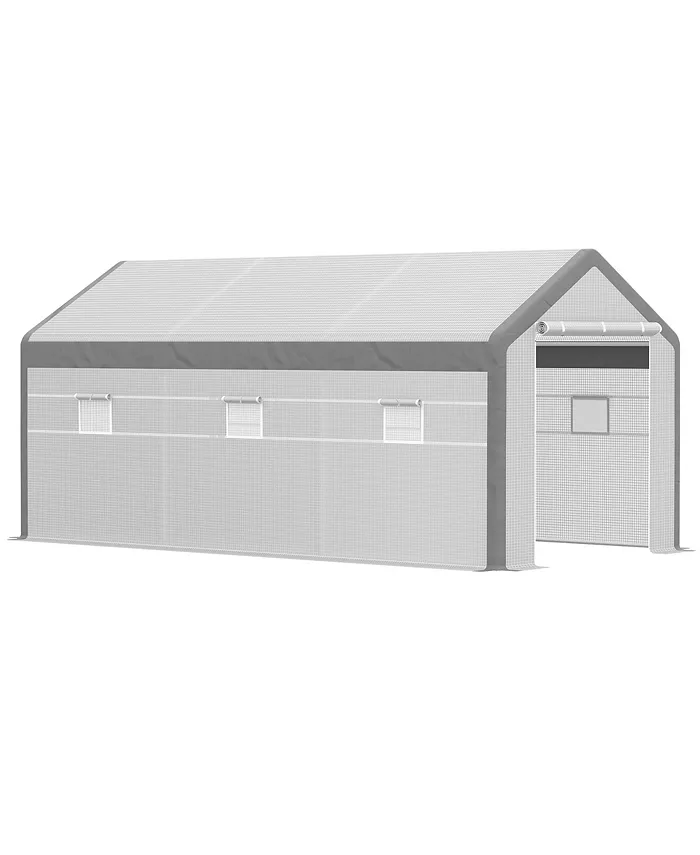 Outsunny Large Walk-In Plant Hot House with 8 Closeable Windows Weather Cover