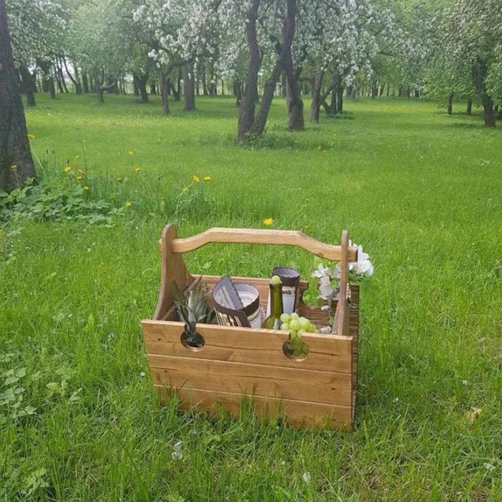 ZXCVWWE Wooden Folding Table Picnic with Basket 2 in 1 Outdoor Portable Folding Wooden Camping For Outdoor Gathering Fishing Table F6J1