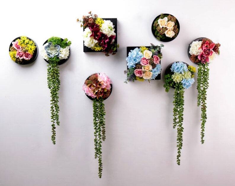 Unique Realistic 3D Rustic Faux Artificial Succulents Wall Art Tropica