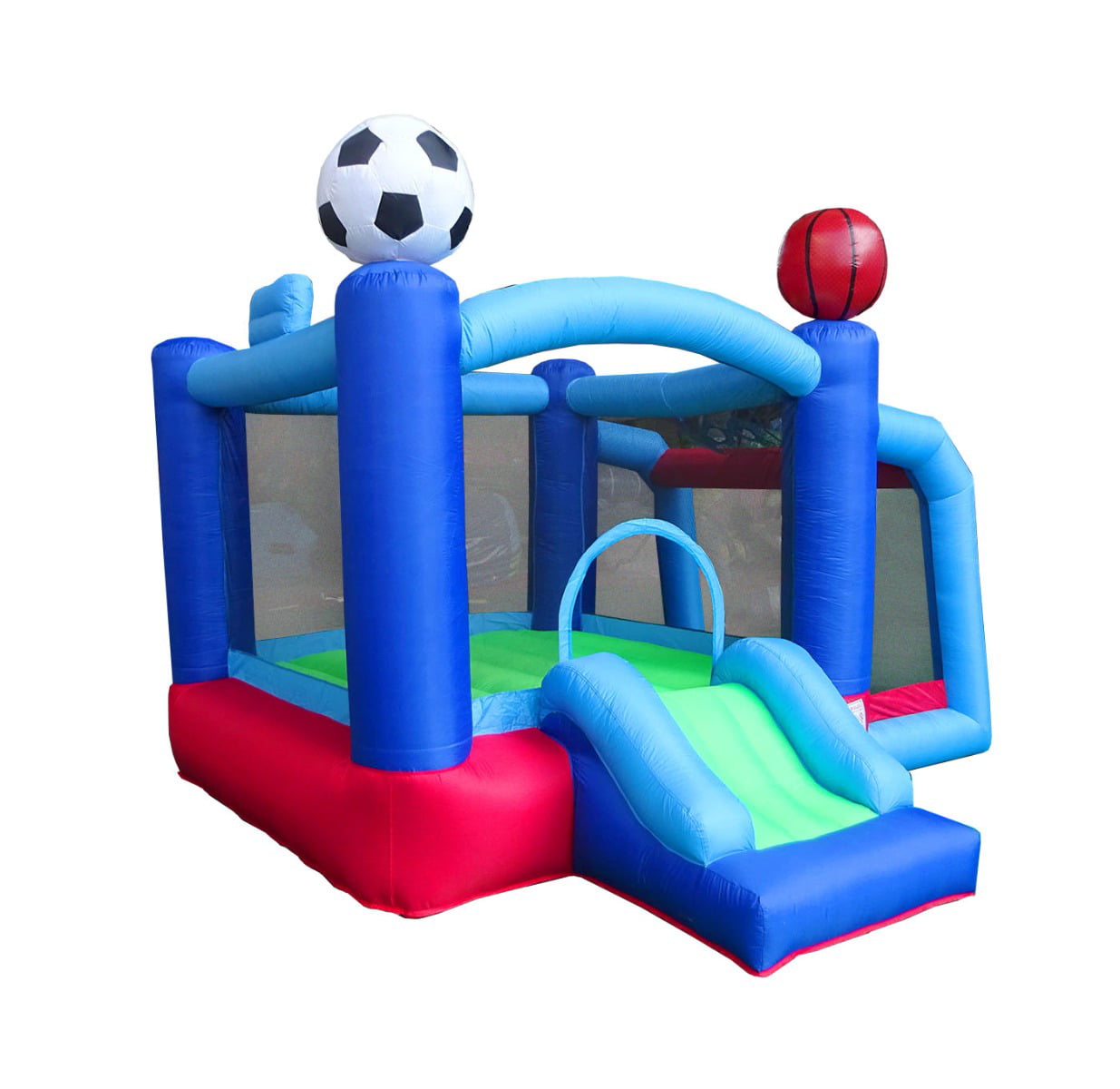 Pogo Bounce House Backyard Kids Sports Arena Inflatable Bounce House with Soccer Goal