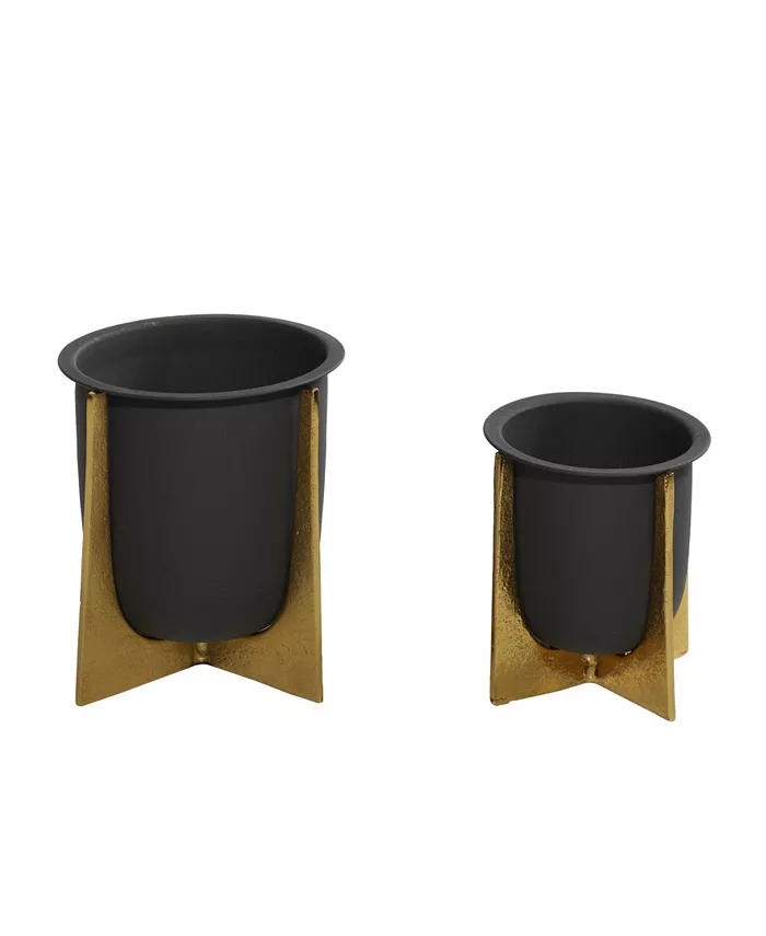 Rosemary Lane Set of 2 Multi Colored Aluminum Glam Planter， 9