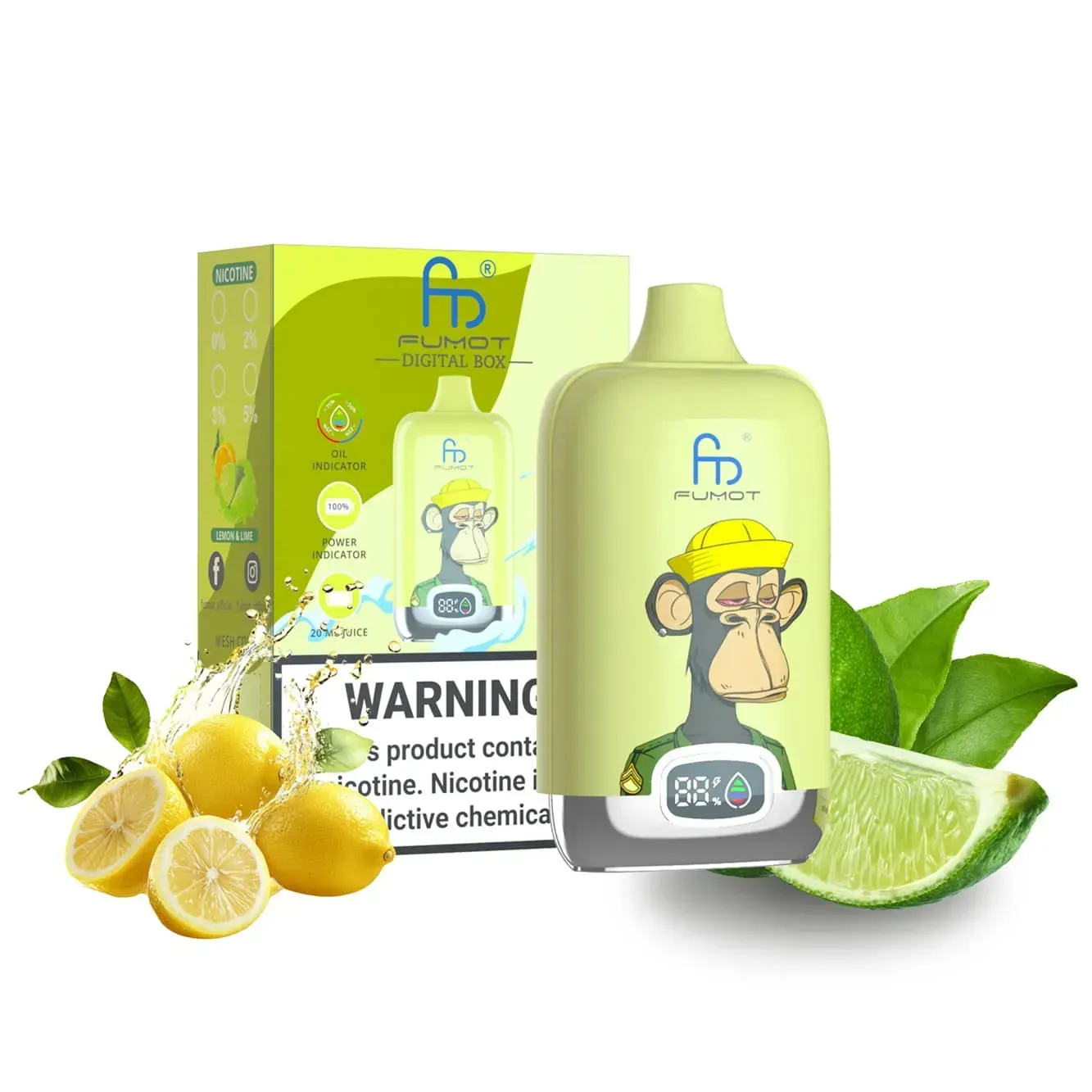 ⭐ Fumot Tornado Digital Box 12000 Züge – 50+ Geschmacksrichtungen 🍇🍉🍋