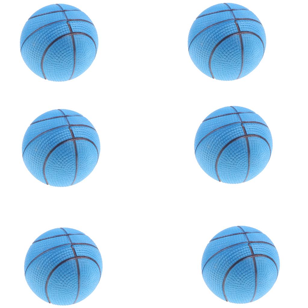 Shamjina 6pcs Mini Bouncy Balls EVA Basketball Party Bag Filler for Kids Blue
