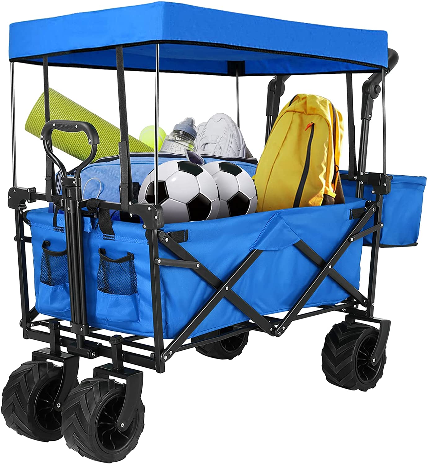 HEMBOR All-Terrain Folding Utility Beach Wagon Cart W/ Removable Canopy
