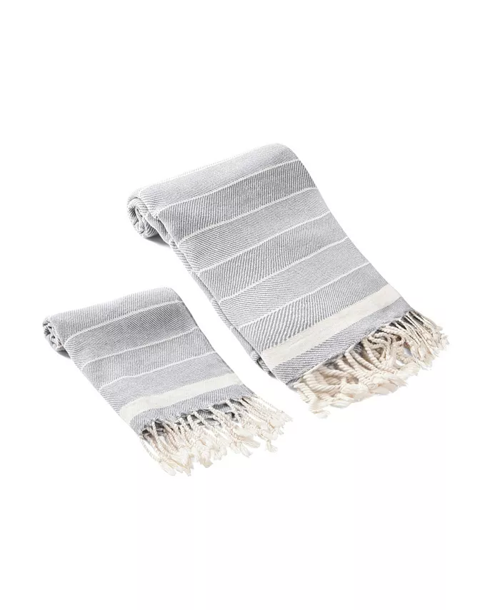 Olive and Linen Lena 2 Piece Bath and Hand Towel Set