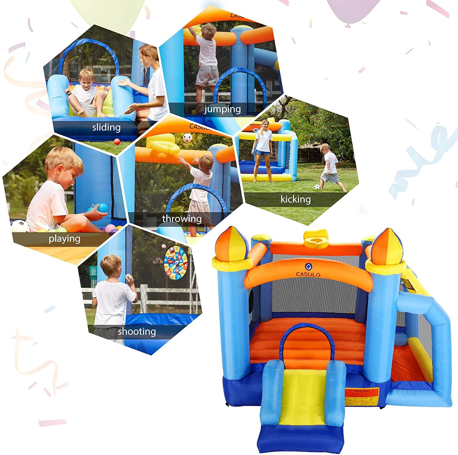 116''x 117'' Toddler Inflatable Bounce House Kids Jumping Bouncer Slide Large Jump Play Area with Blower
