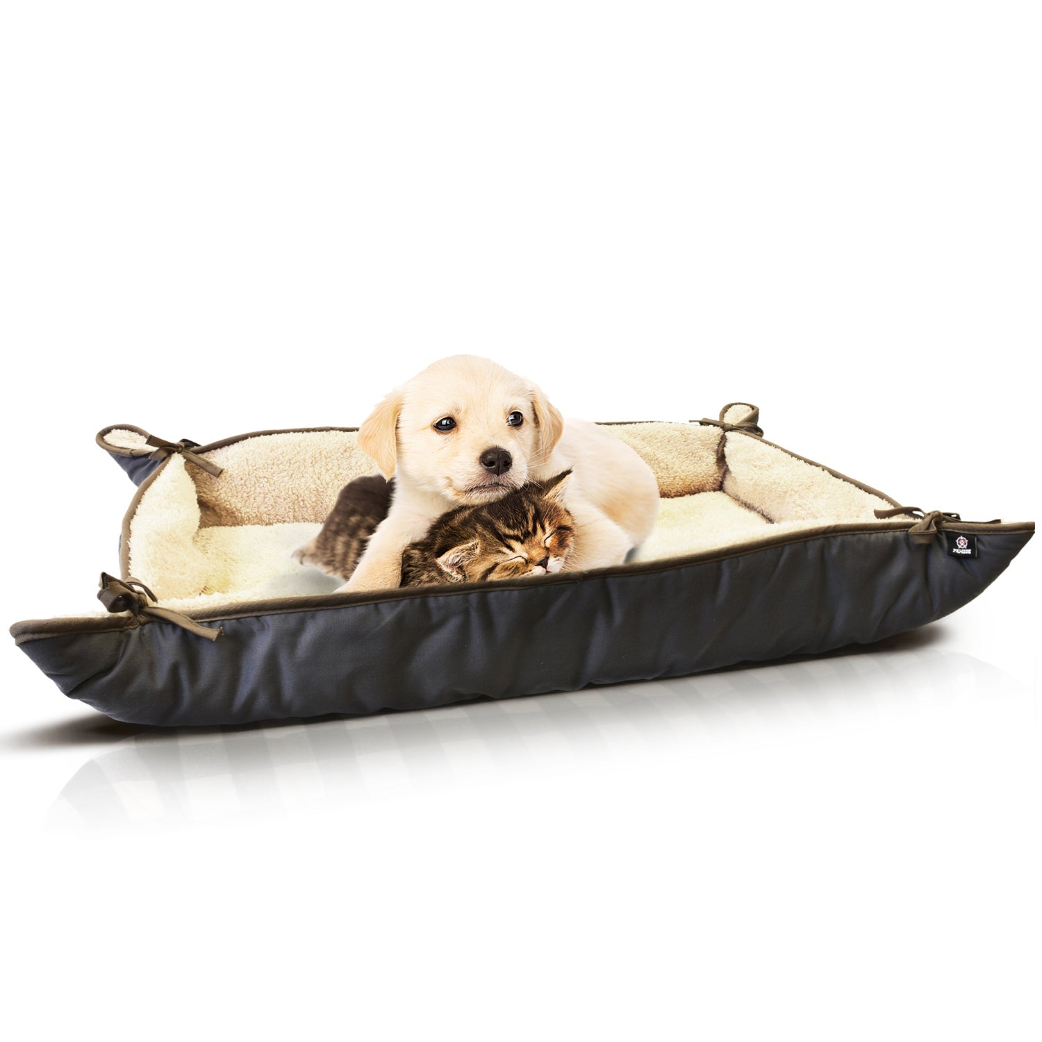 Pawsse Dog Cuddler Bed，Soft Plush Pet Sofa Thick Kennel Cushion Pad Crate Mat Blanket Car Seat Cover for Small Medium Large Dogs Puppy Cats Grey