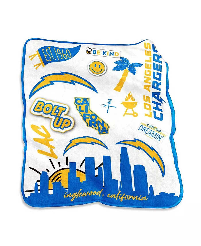 Logo Brands Los Angeles Chargers 50'' x 60'' Native Raschel Plush Throw Blanket
