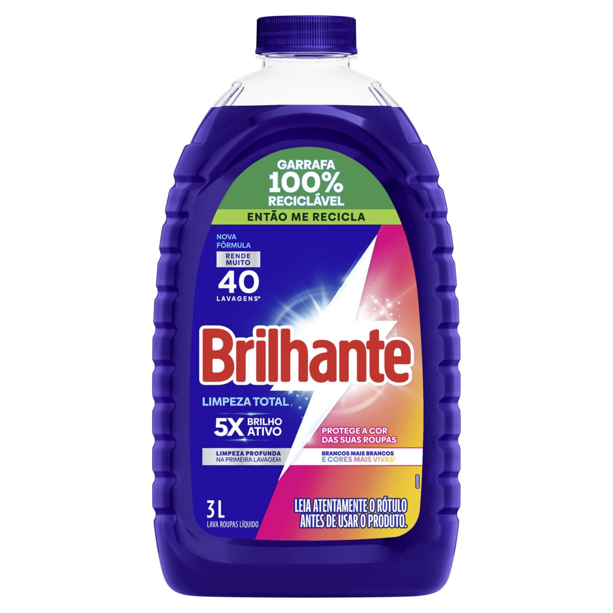 Lava Roupas Liquido Brilhante Limpeza Total 3L