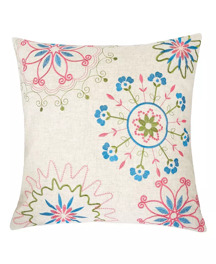 Homey Cozy Joyce Embroidery Square Decorative Throw Pillow