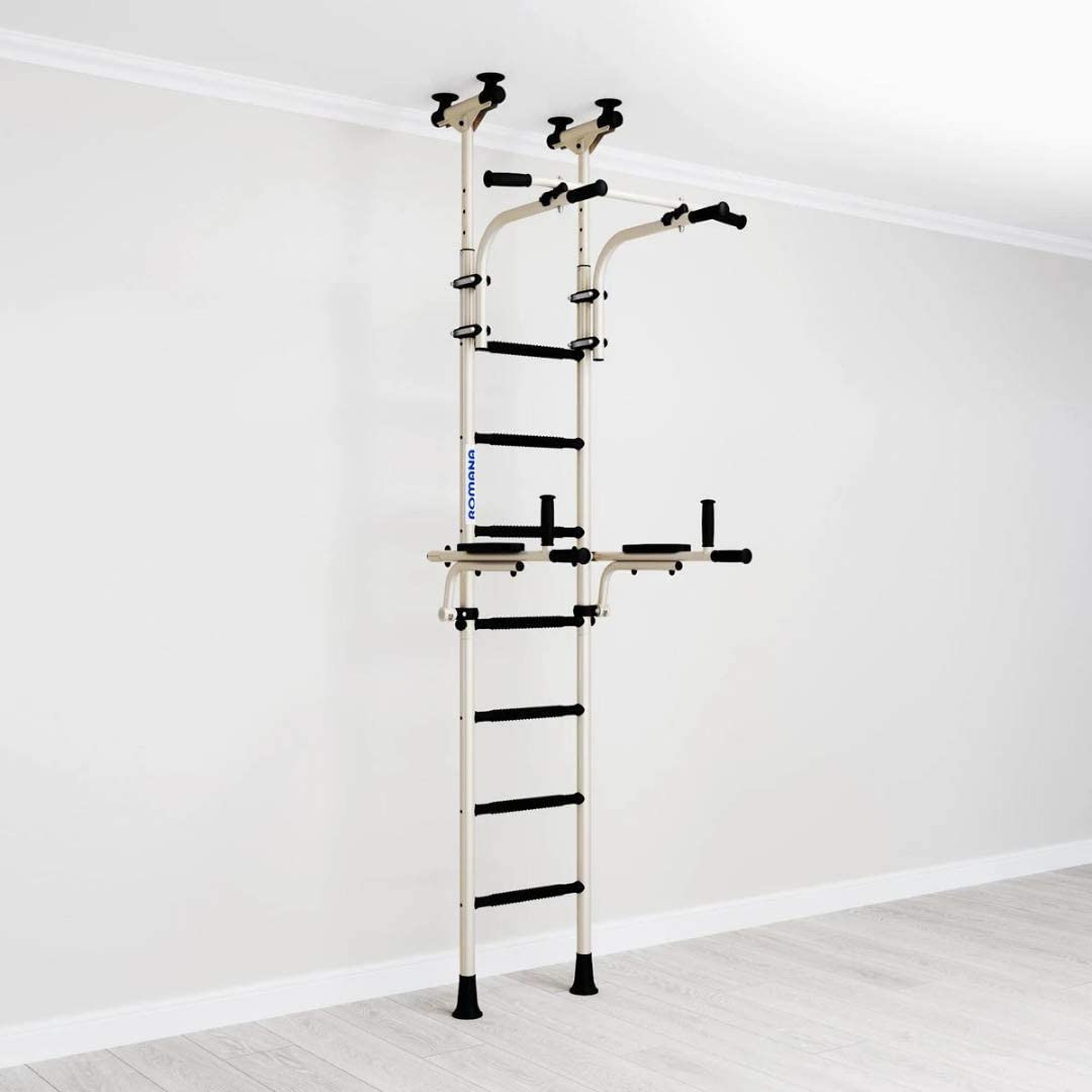 The New R10 Indoor Home Gym - Teen Dream Machine - Fits into The Smallest Bedroom (White Antique Gold/Black -Regular - 7' 5