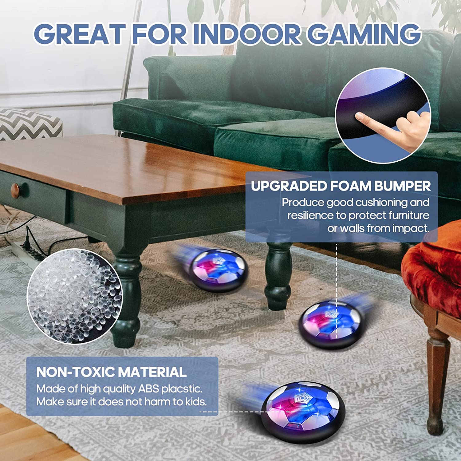 Kids Suspended Soccer， Indoor Soccer with LED Lights and Upgraded Foam Bumper for Kids 3-12 Years Old