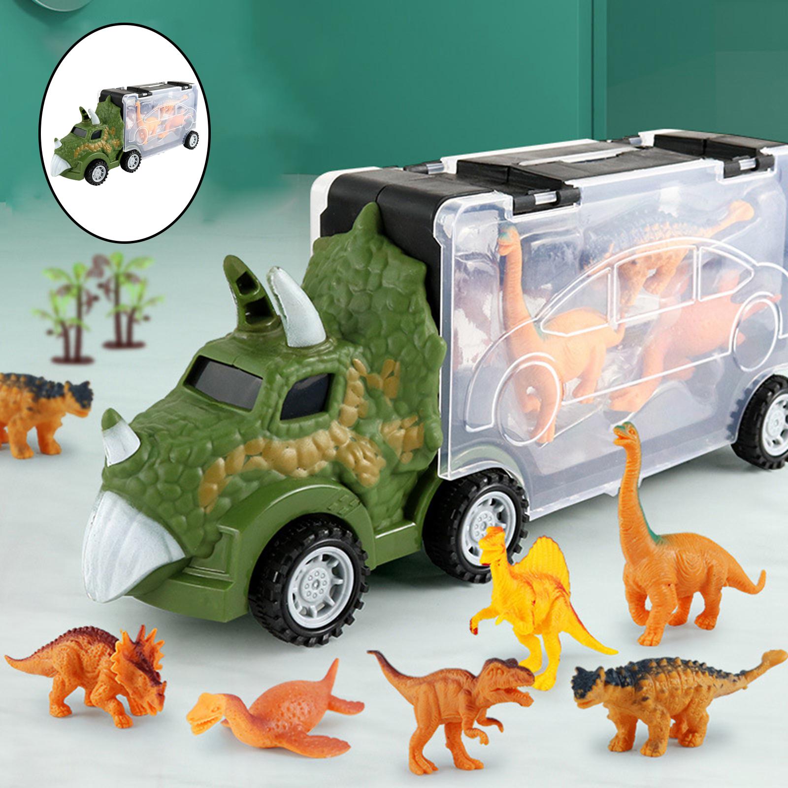 Dinosaur Truck Toy Dinosaur Toy Vehicle Carrier Collectibles Gift Dinosaur Figures Educational Toy for Toddlers Boys Kids - Triceratops