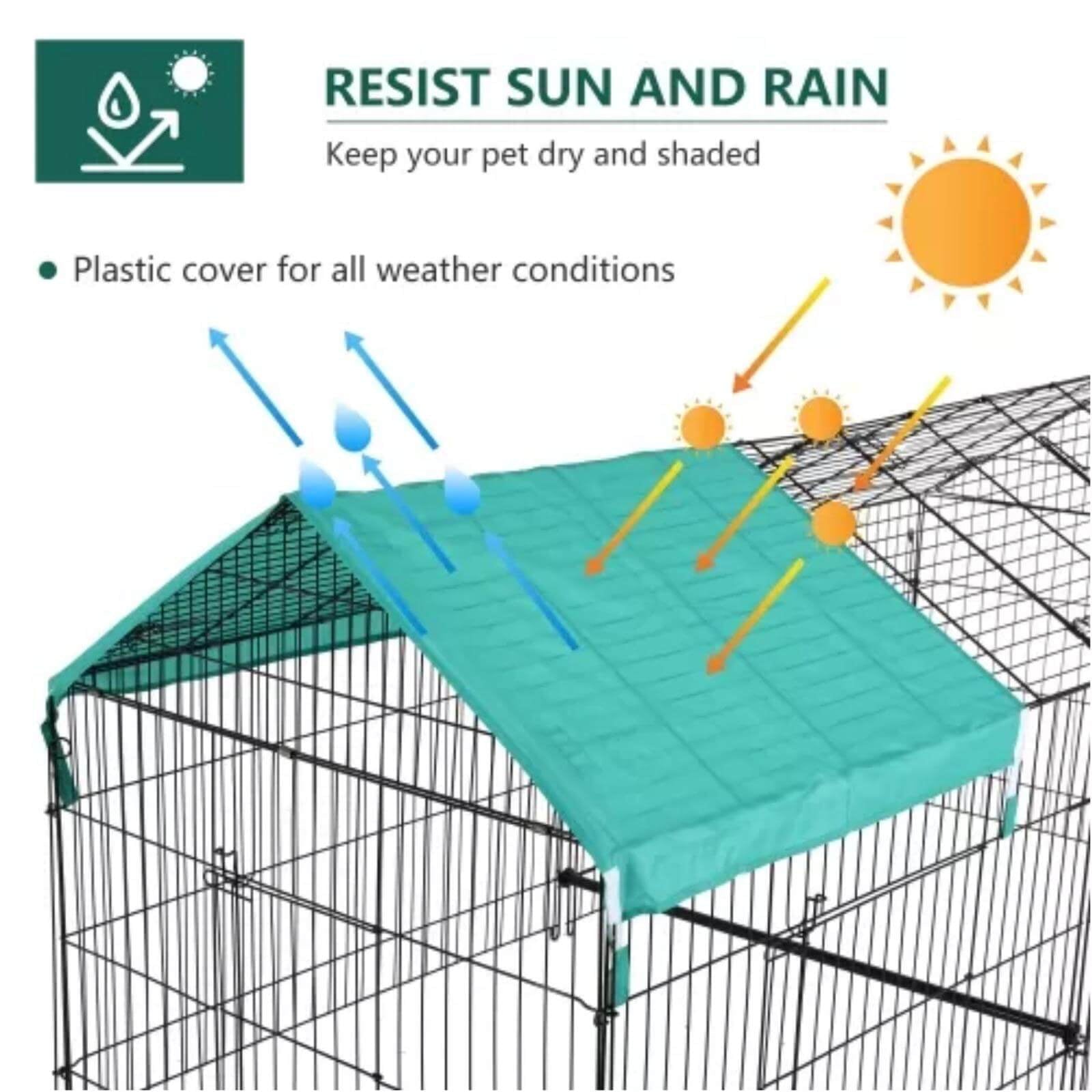 NiamVelo Extra Large Metal Chicken Coop， Outdoor Chicken Cage Chicken Coop Runs with Doorand Covere for Backyard Farm， Black
