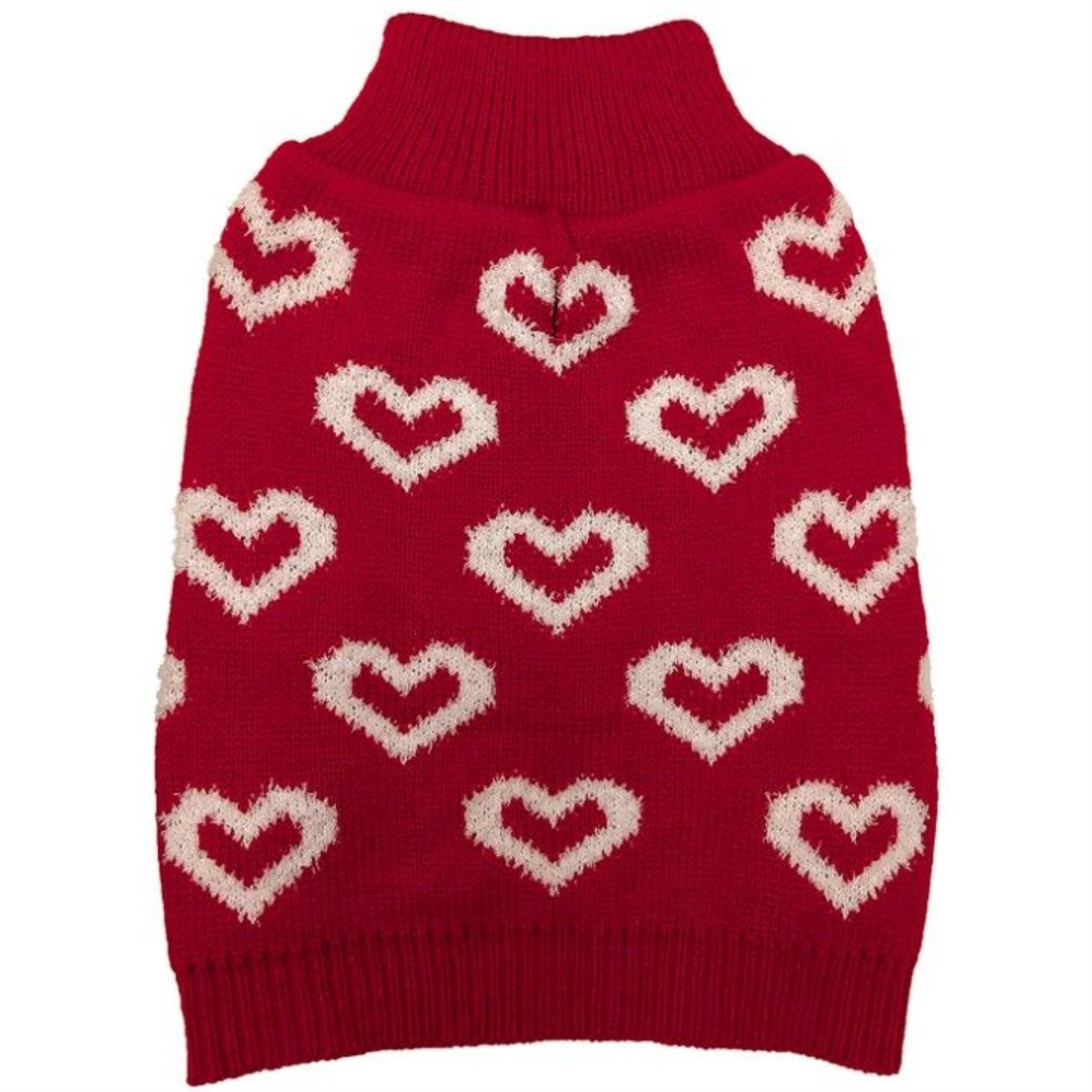 Fashion Pet All Over Hearts Dog Sweater Red