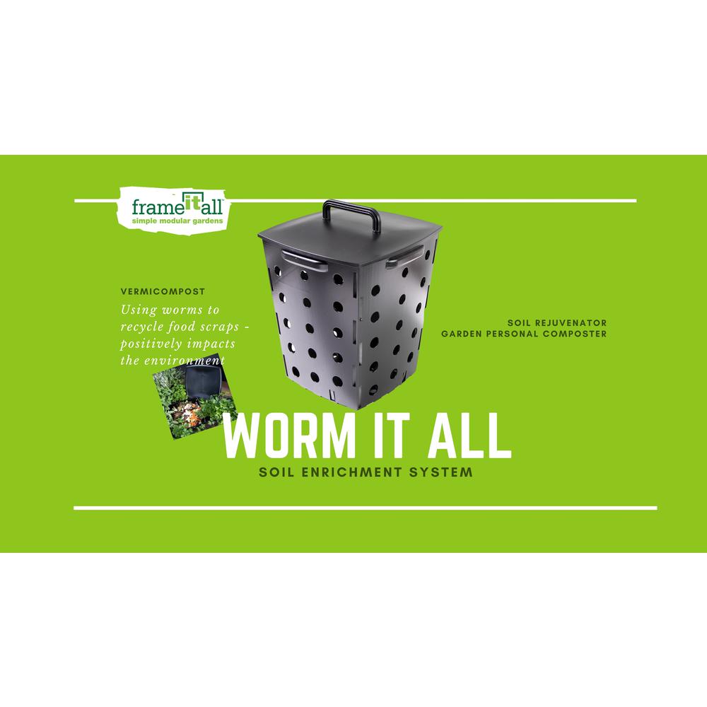 Frame It All Worm It All - Large Composting Bin, Enrich Soil Nutrients and Encourage Worm Castings, Produces Healthier Harvests, 12 Liter Capacity
