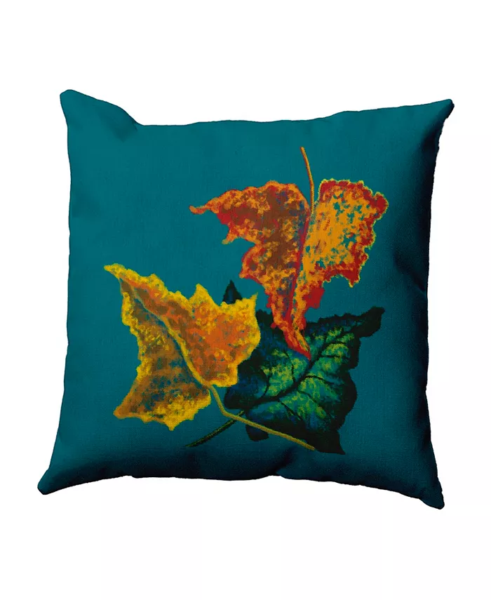 E by Design 16 Inch Blue Decorative Floral Throw Pillow