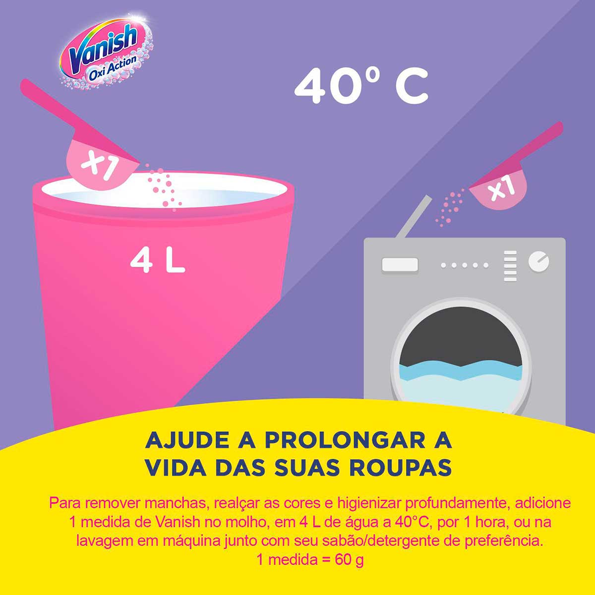 Tira Manchas em Po Vanish Multi Power Oxi Action para roupas coloridas 450g