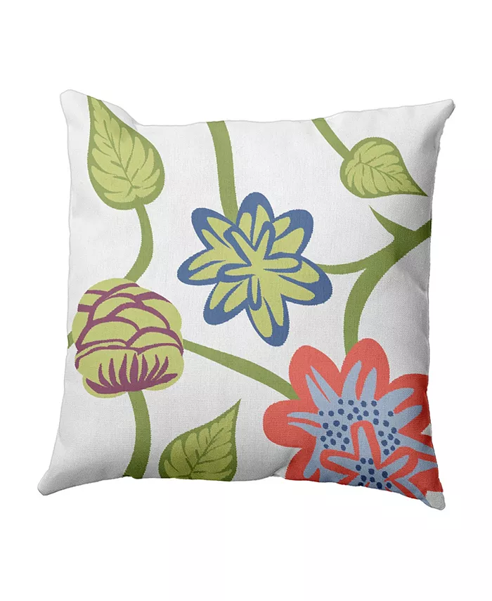 E by Design Tropical Floral 16 Inch Coral Decorative Floral Throw Pillow