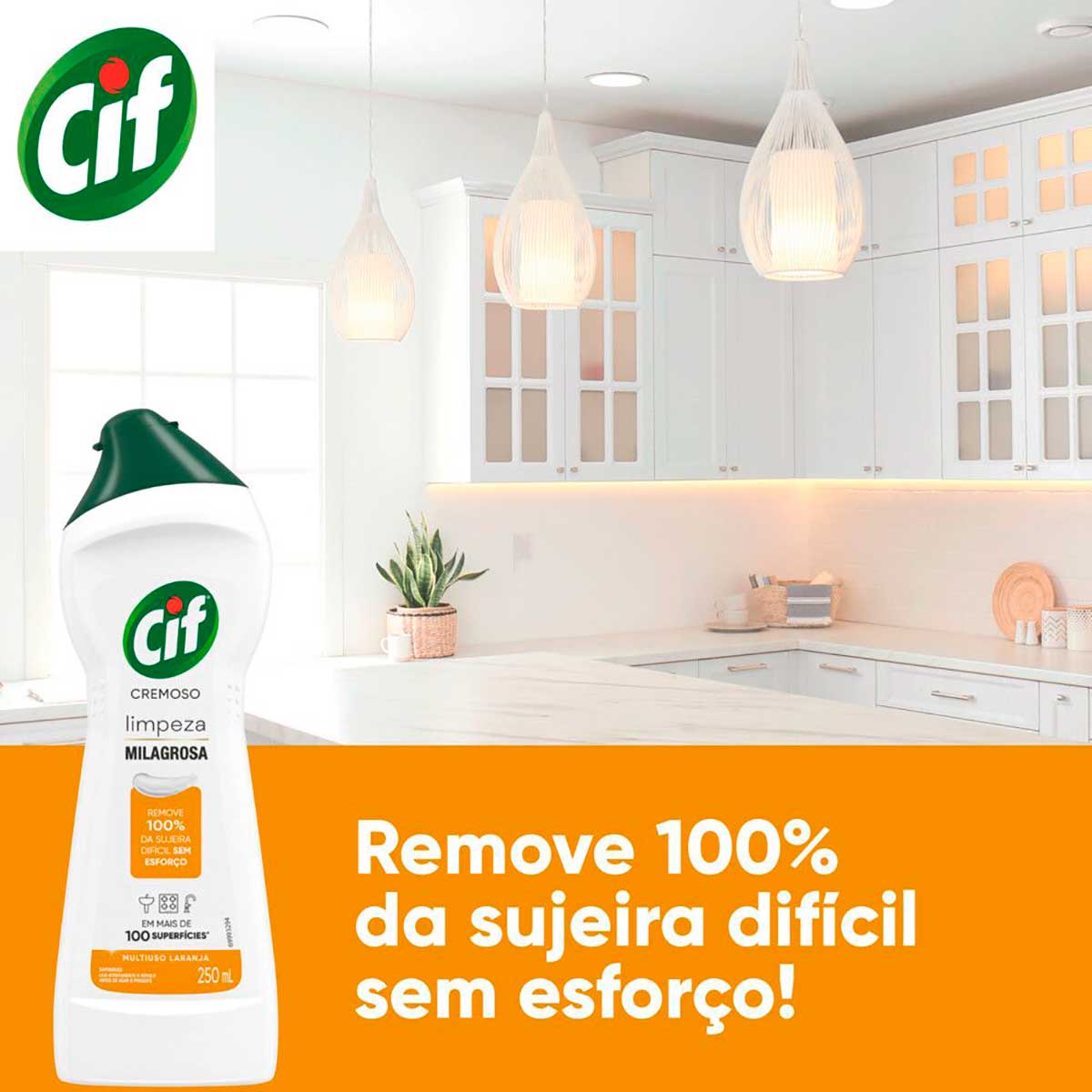 CIF Cremoso Limpeza Milagrosa Laranja para casa 250 ml