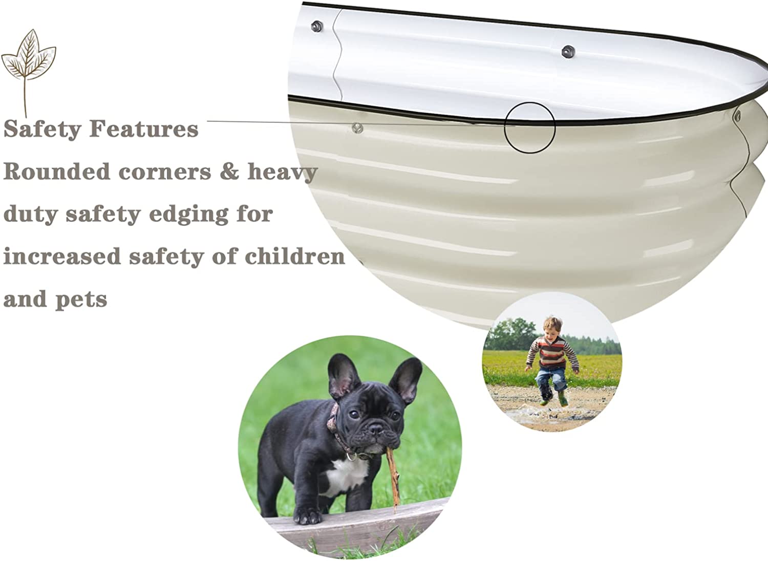 VEGEGA 17" Tall 8'X2' Metal Corrugated Raised Garden Bed Backyard Patio Grow Flowers Planter, White (9in1)