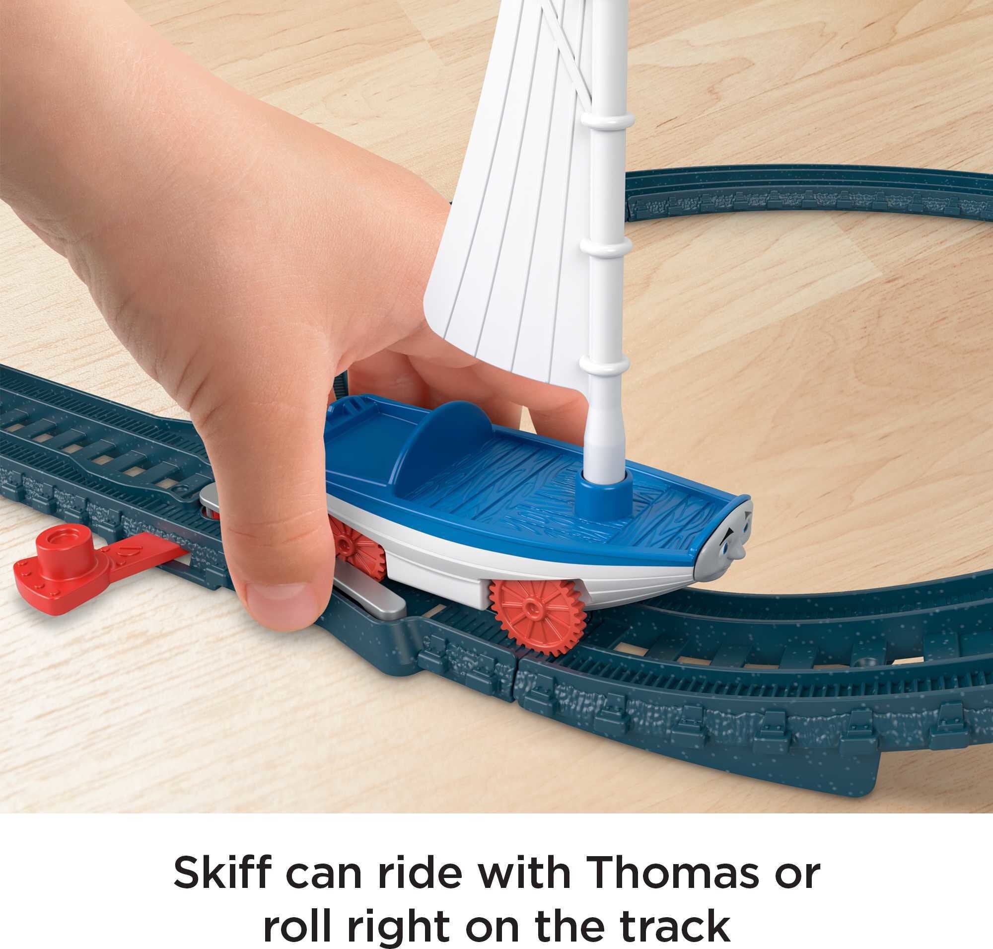 Thomas and Friends Bridge Lift Thomas and Skiff Toy Train Set with Motorized Engine and Boat