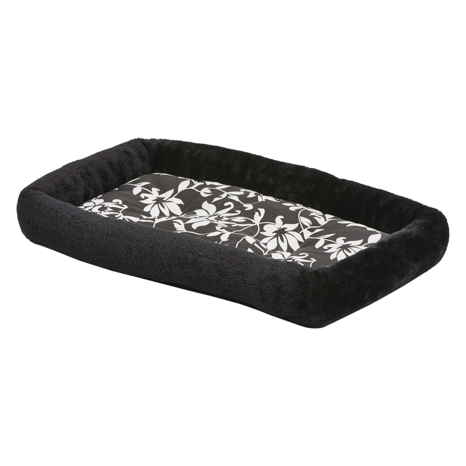 QuietTime® Couture Sofia Bolster Crate Pet Pad Black Color 36 Inch