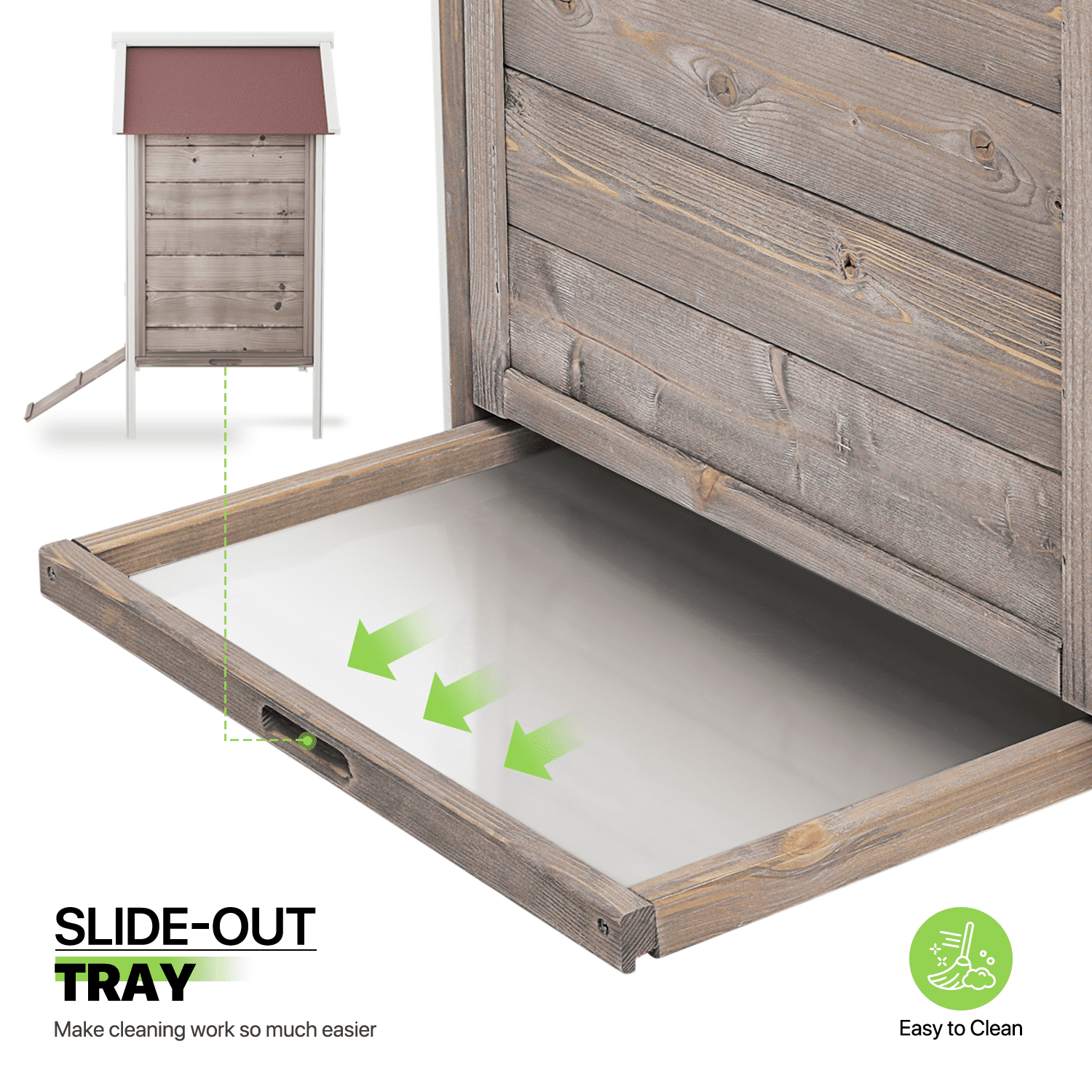 Magshion Outdoor Chicken Coop with Nesting Box， Outdoor Hen House with Slide-Out Tray， Weatherproof Poultry Cage， Rabbit Hutch， Wood Duck House (Natural)