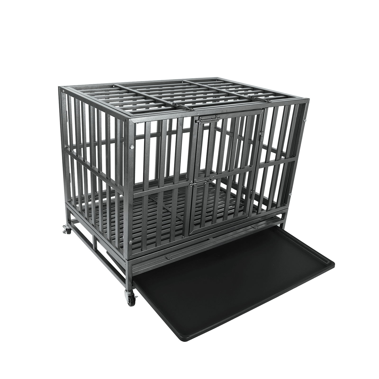 Confote 38Inch Heavy Duty Dog Cage Strong Metal Kennel and Crate for Medium and Large Dogs， Pet Playpen with Four Lockable Wheels