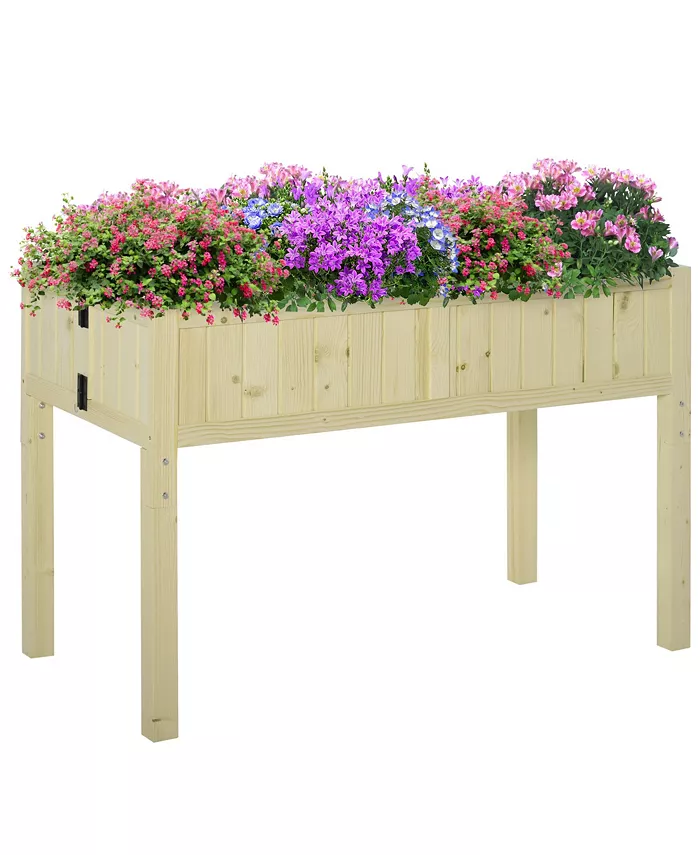 Outsunny Outdoor Patio  Backyard Plant Box w  Included Inner Liner， Wood