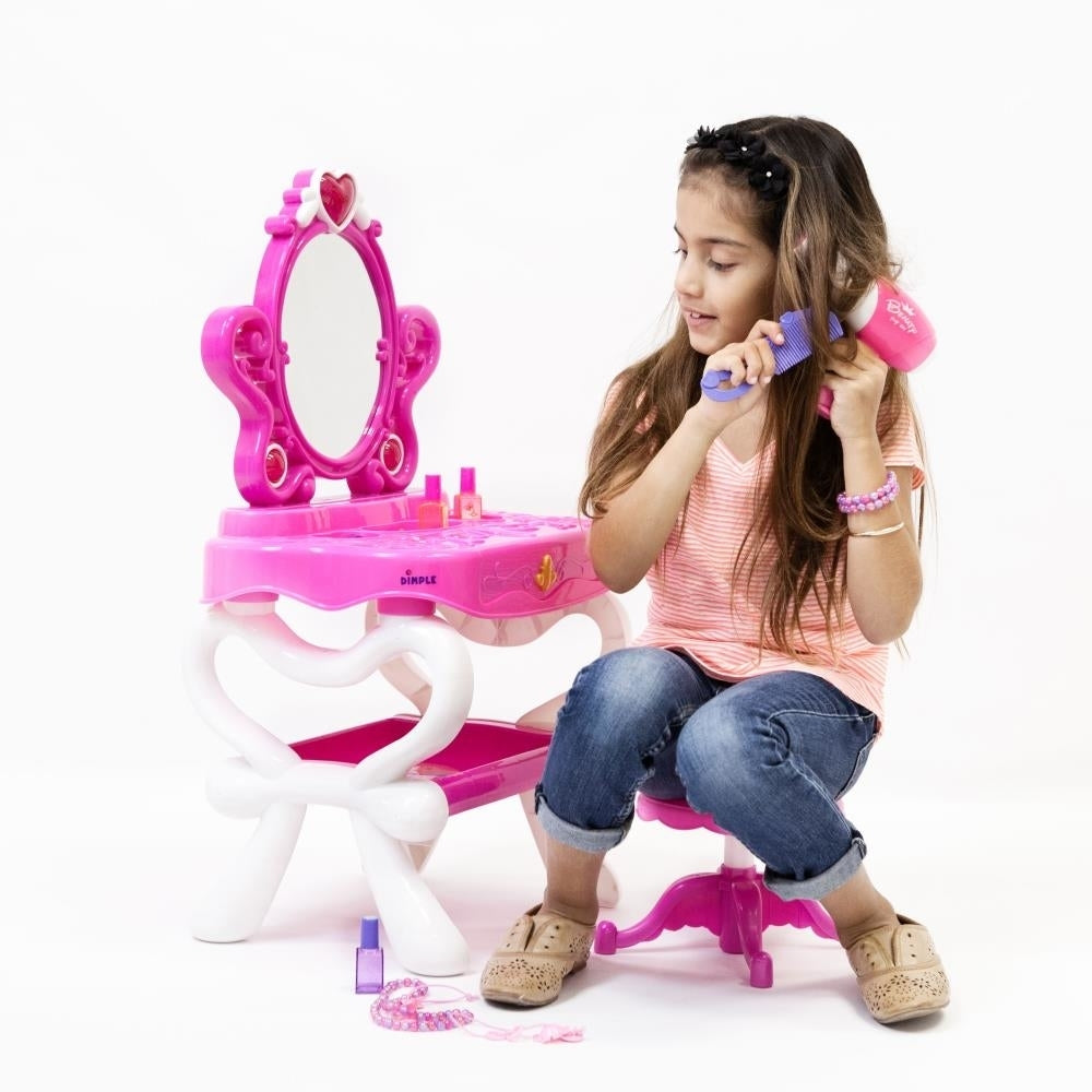 Princess Vanity Set with 16 Fashion & Makeup Accessories, Functional Piano Keyboard & Flashing Lights by Dimple
