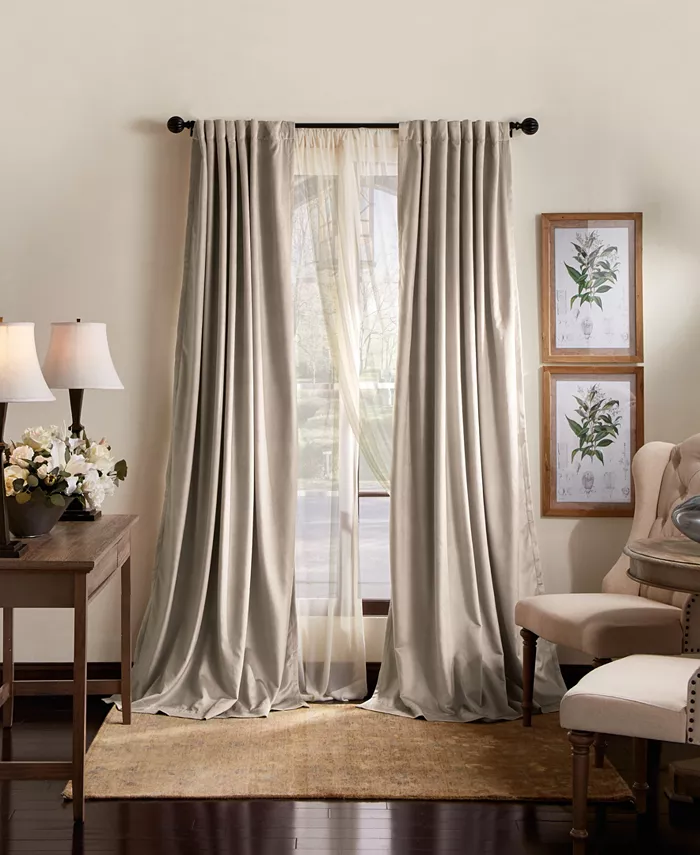 Martha Stewart Collection Lucca Blackout Velvet Curtain Panel Set， 50