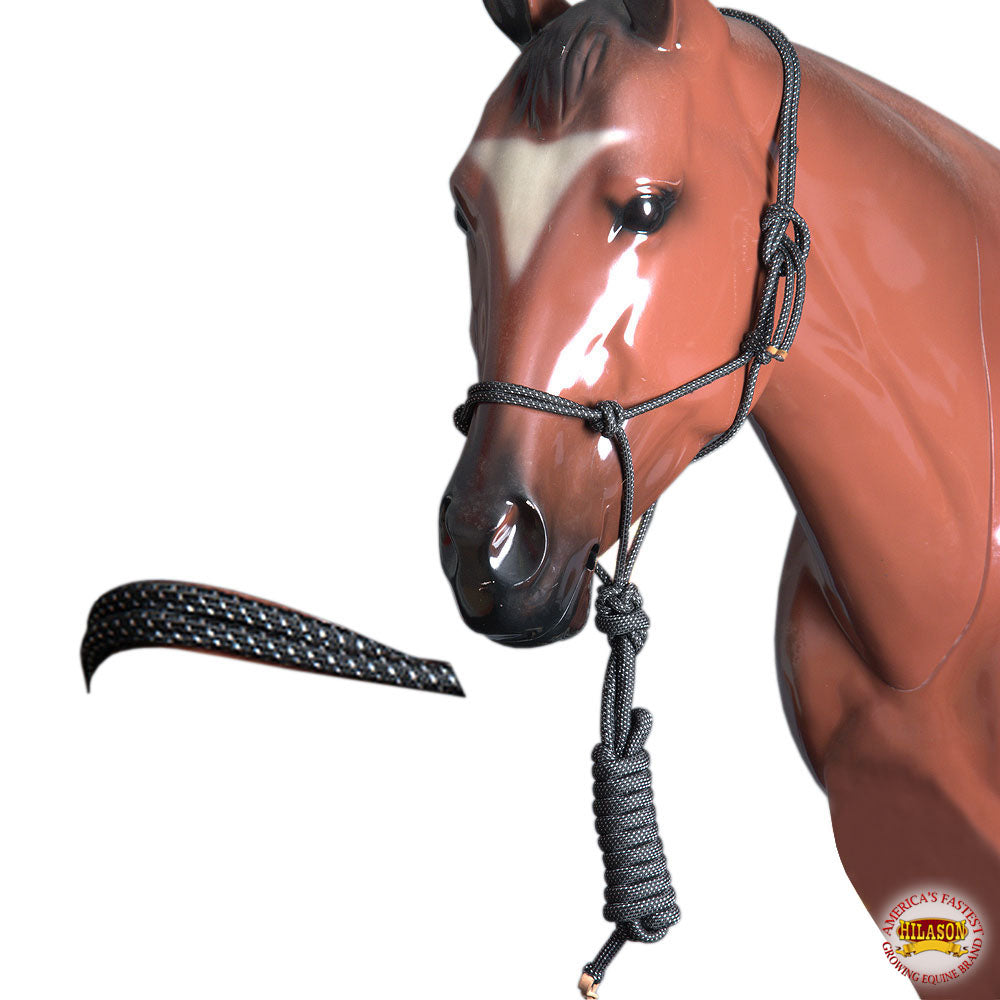 29BH Western Horse Halter Tack Braided Poly Rope Leadglitter Silver Hilason
