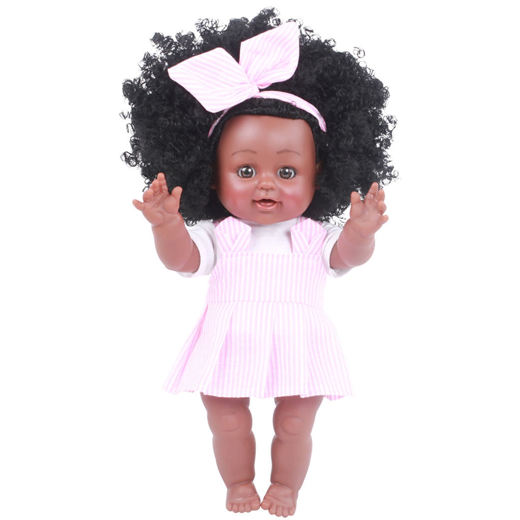 Reborn Baby Dolls Black, African American Realistic Lifelike Girl Dolls 13.8 inch with Headband for Kids 3+