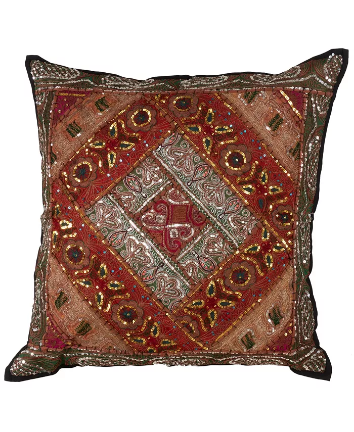 Saro Lifestyle Handmade Sari Sitara Decorative Pillow， 26
