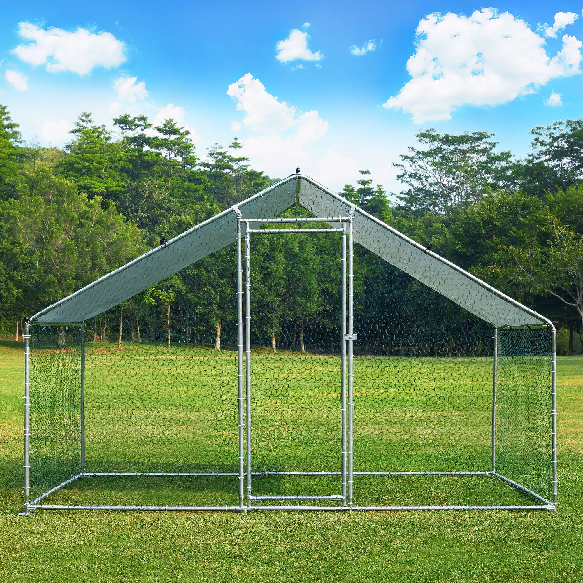 TOETOL Extra Large Metal Chicken Coop Walkin Hen Run House Cage