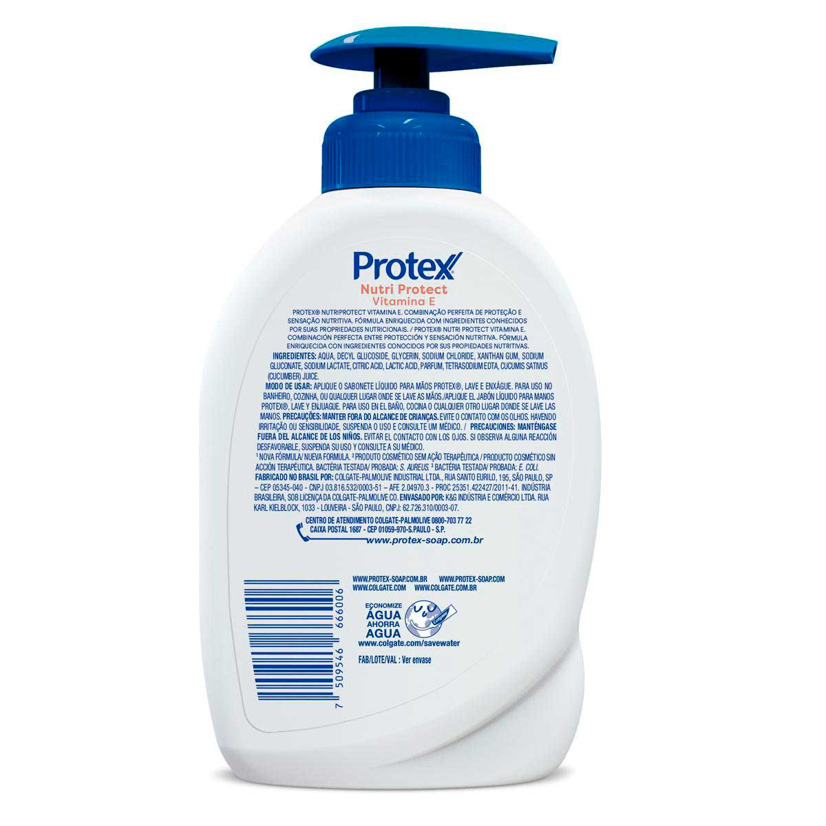Sabonete Liquido Antibacteriano Protex Nutri Protect Vitamina E 220 ml