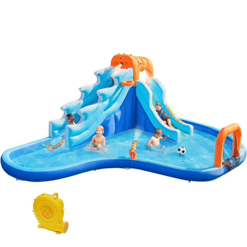 Yaheetech Dual Lane Inflatable Water Slide W/ Storage Bag & 650 W Blower, 20'L x 15'W x 7'H, Blue