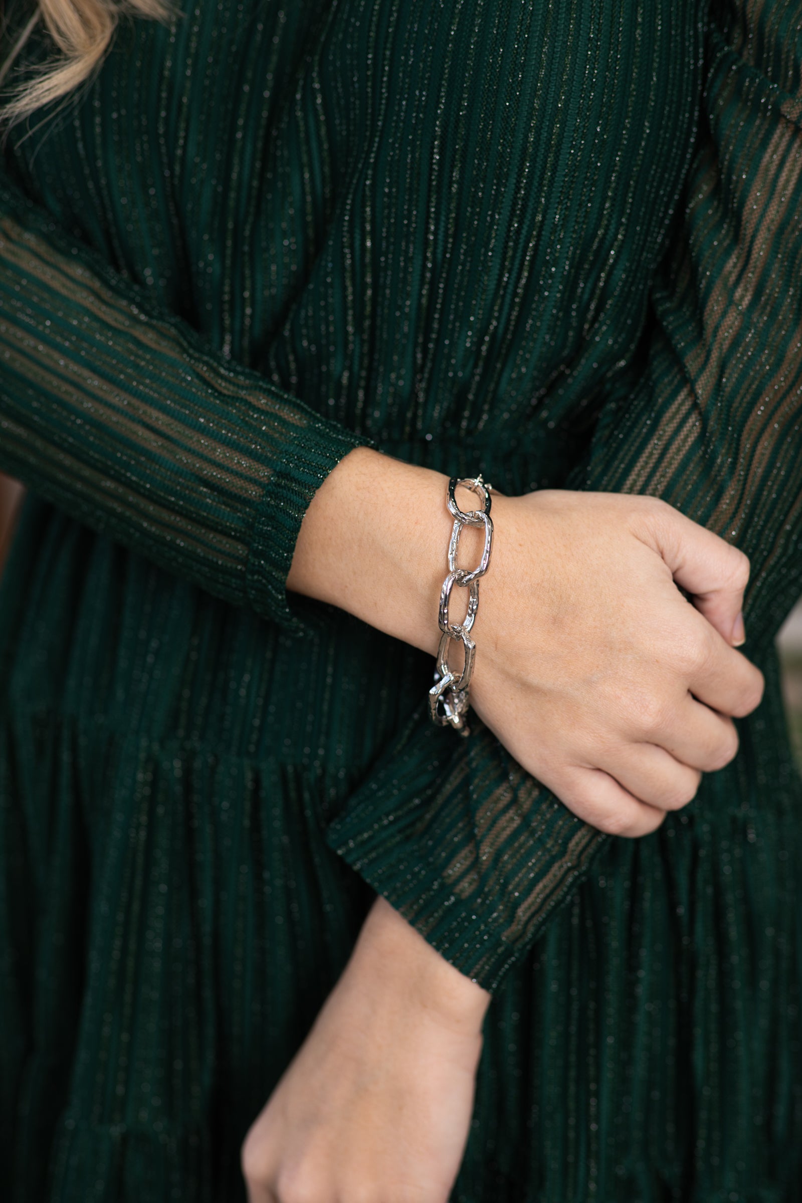 Silver Textured Chainlink Bracelet