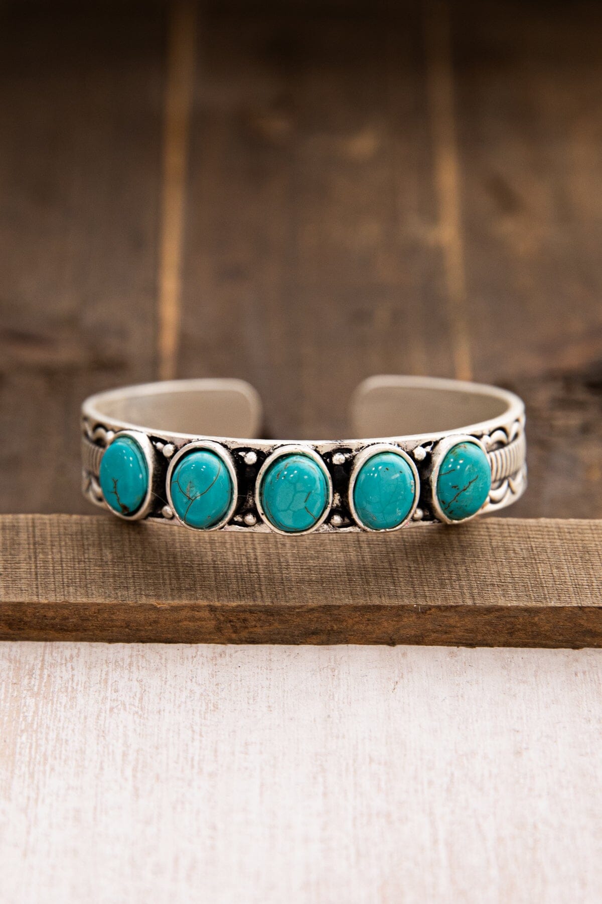 Silver Plated Turquoise Stone Cuff Bracelet