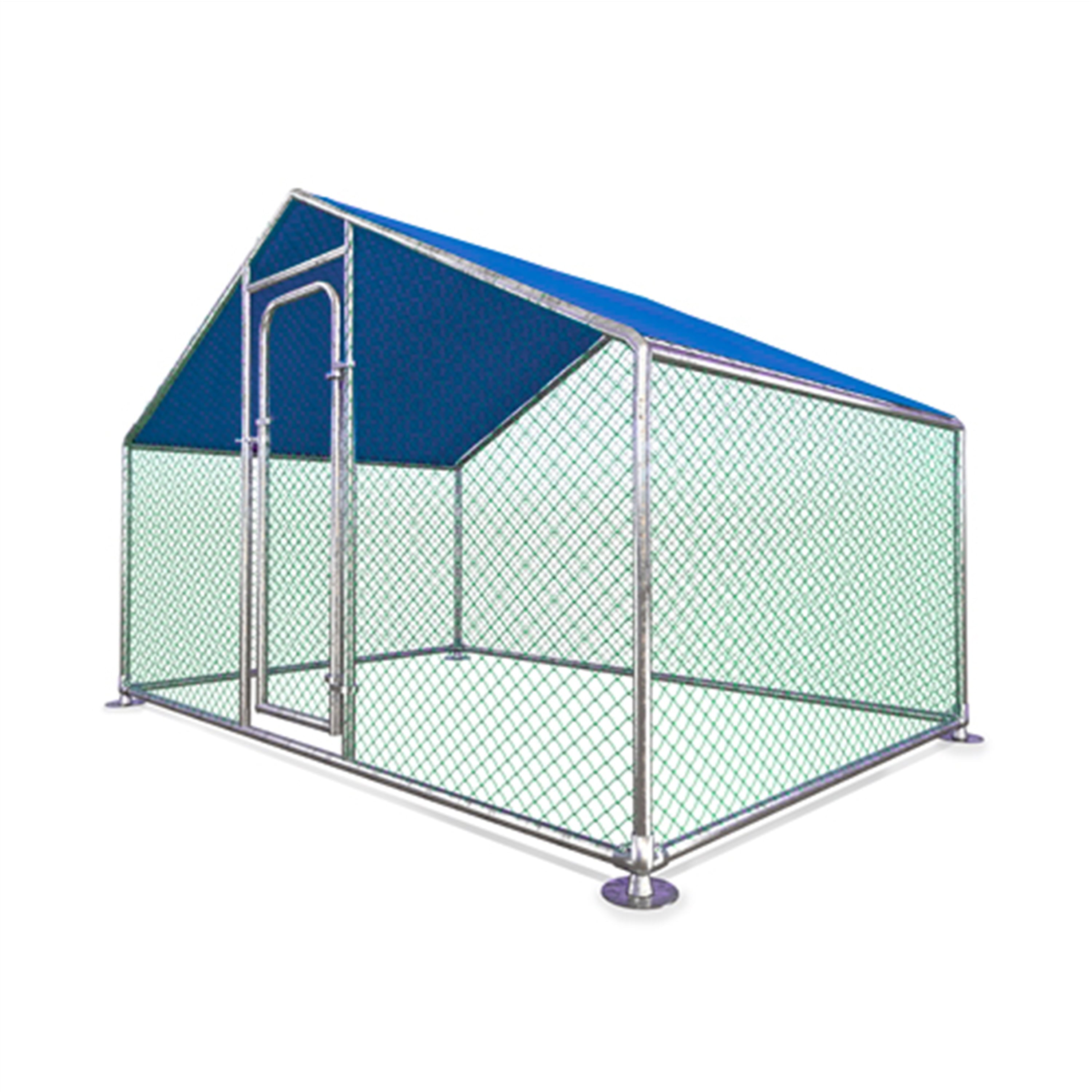 ALEKO Metal DIY Walk-in 10 x 6.5 feet Chicken Coop Run with Blue Waterproof Cover