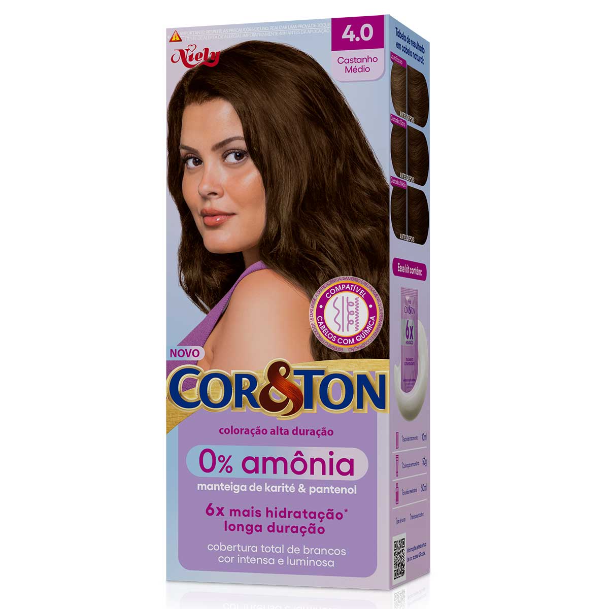 Color Cor Ton Sem Amonia 4.0 Castanho Medio 175g